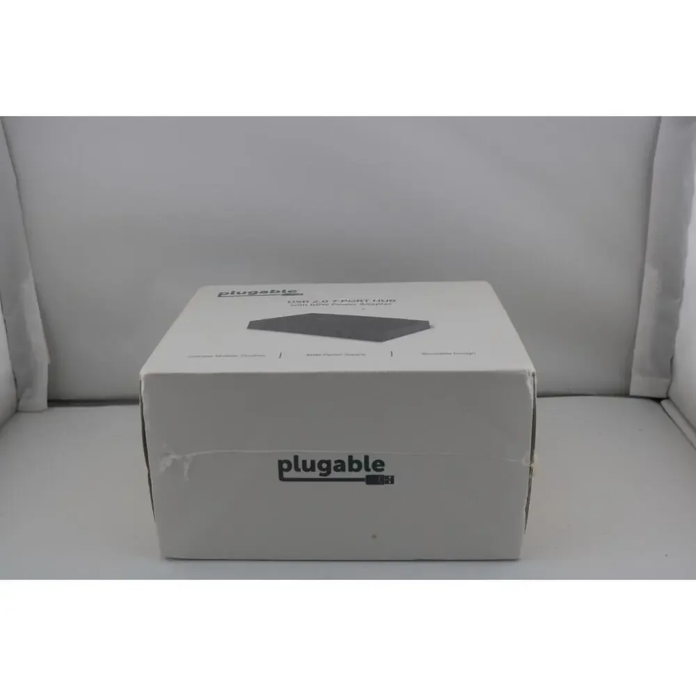 Plugable USB 2.0 7-Port Hub with 60W Power Adapter Stackable BC 1.2 Brand New